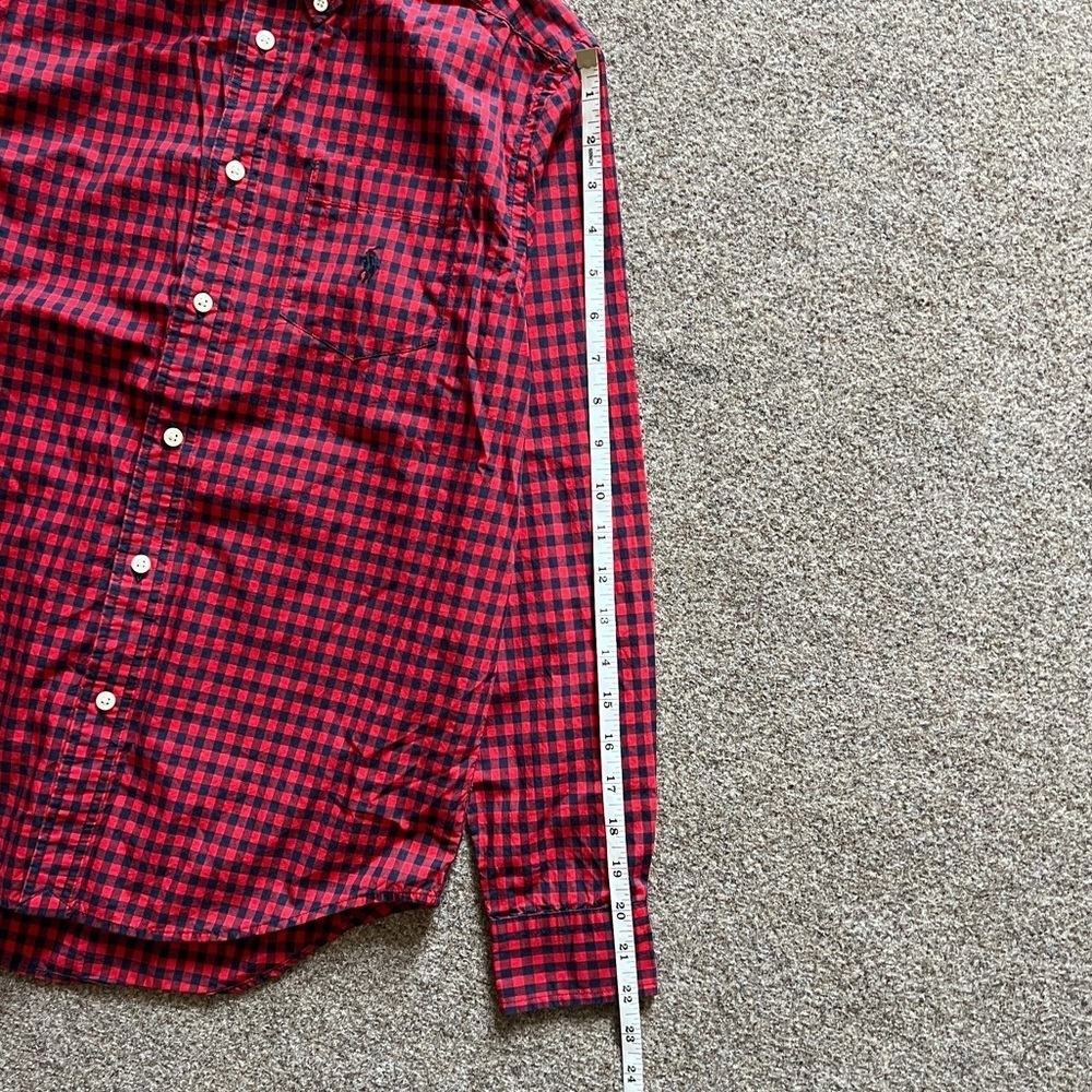 Ralph Lauren Red Gingham Checkered Button Down Long Sleeve Shirt Boys L (14-16) - Picture 7 of 12